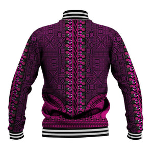 Pink Dashiki and Tapa Pattern Baseball Jacket Africa-Polynesia Together Culture