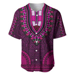 Pink Dashiki and Tapa Pattern Baseball Jersey Africa-Polynesia Together Culture