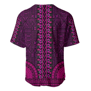 Pink Dashiki and Tapa Pattern Baseball Jersey Africa-Polynesia Together Culture