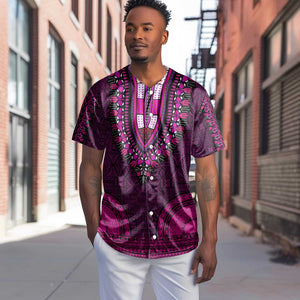 Pink Dashiki and Tapa Pattern Baseball Jersey Africa-Polynesia Together Culture