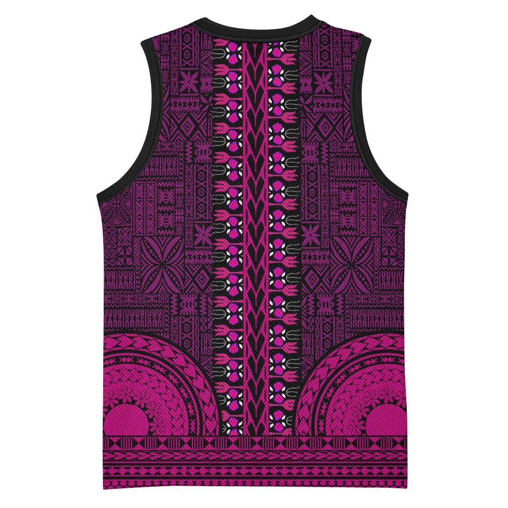 Pink Dashiki and Tapa Pattern Basketball Jersey Africa-Polynesia Together Culture LT9