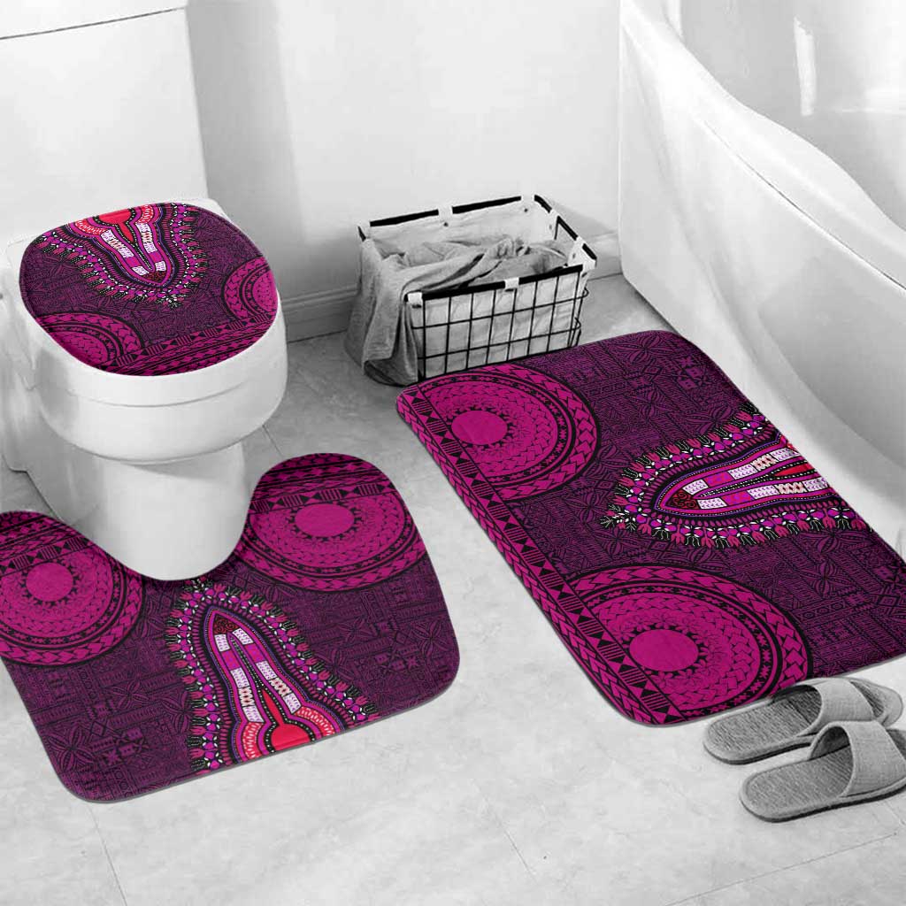 Pink Dashiki and Tapa Pattern Bathroom Set Africa-Polynesia Together Culture