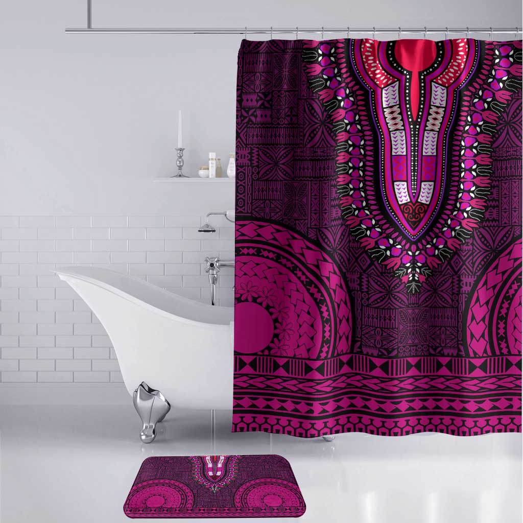 Pink Dashiki and Tapa Pattern Bathroom Set Africa-Polynesia Together Culture