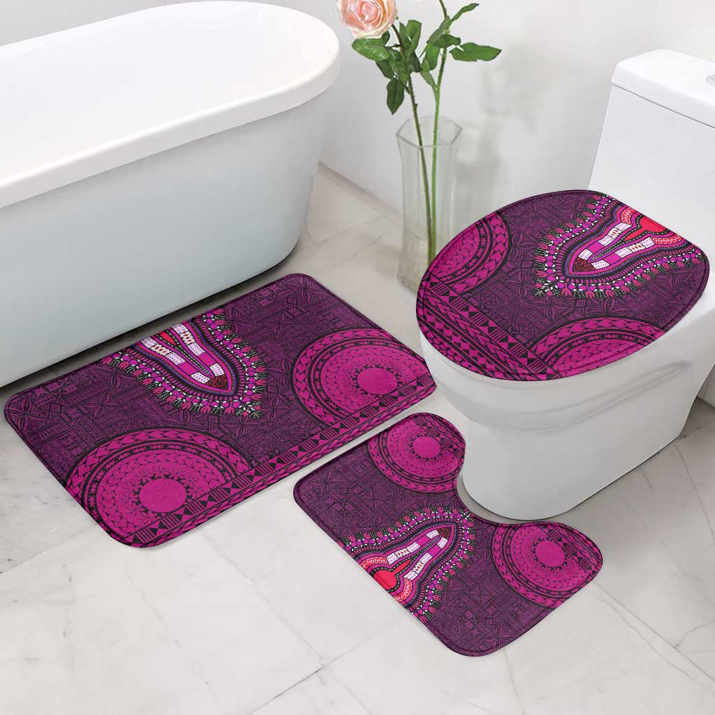Pink Dashiki and Tapa Pattern Bathroom Set Africa-Polynesia Together Culture