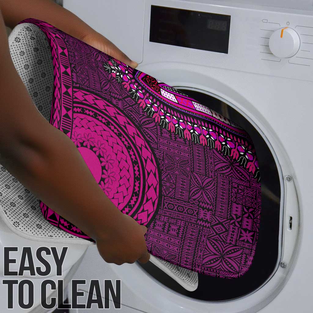 Pink Dashiki and Tapa Pattern Bathroom Set Africa-Polynesia Together Culture