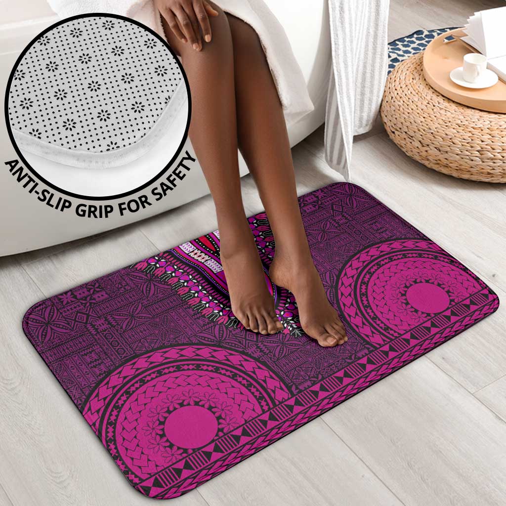 Pink Dashiki and Tapa Pattern Bathroom Set Africa-Polynesia Together Culture