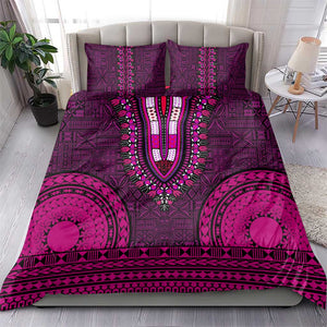 Pink Dashiki and Tapa Pattern Bedding Set Africa-Polynesia Together Culture