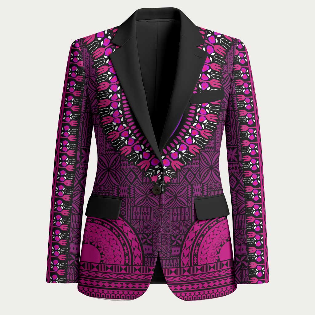 Pink Dashiki and Tapa Pattern Blazer Africa-Polynesia Together Culture