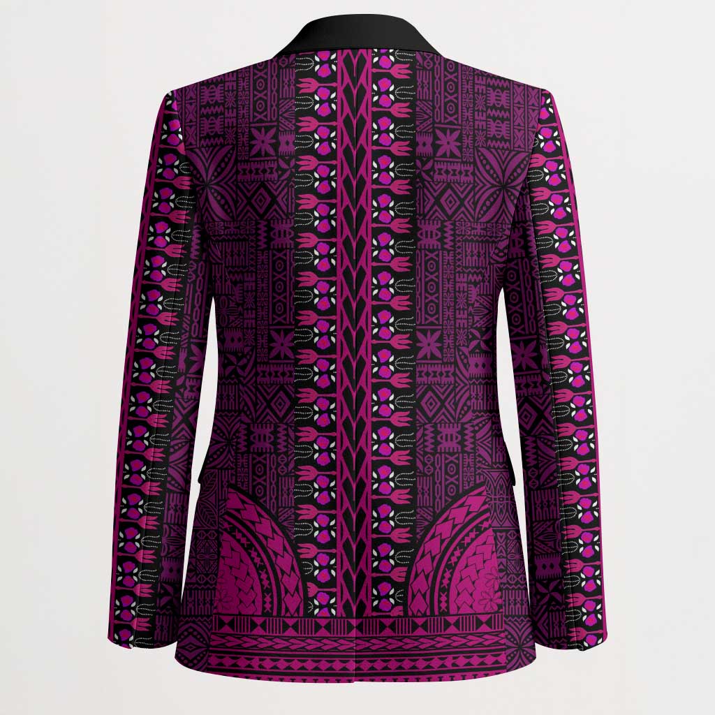 Pink Dashiki and Tapa Pattern Blazer Africa-Polynesia Together Culture