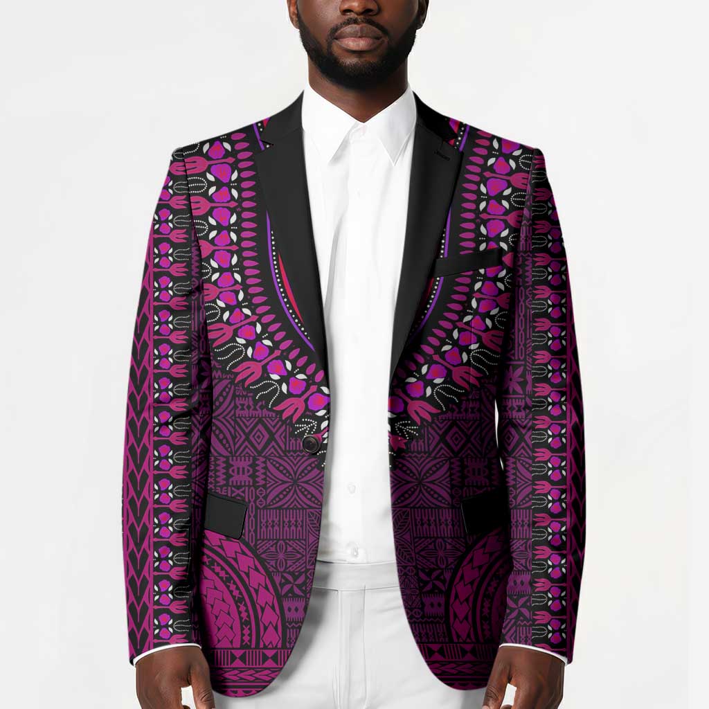 Pink Dashiki and Tapa Pattern Blazer Africa-Polynesia Together Culture