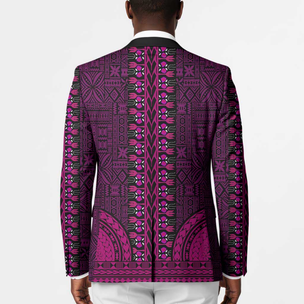 Pink Dashiki and Tapa Pattern Blazer Africa-Polynesia Together Culture