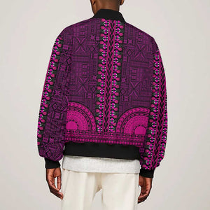 Pink Dashiki and Tapa Pattern Bomber Jacket Africa-Polynesia Together Culture