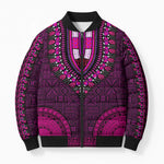 Pink Dashiki and Tapa Pattern Bomber Puffer Jacket Africa-Polynesia Together Culture