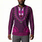 Pink Dashiki and Tapa Pattern Button Sweatshirt Africa-Polynesia Together Culture