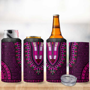 Pink Dashiki and Tapa Pattern 4 in 1 Can Cooler Tumbler Africa-Polynesia Together Culture