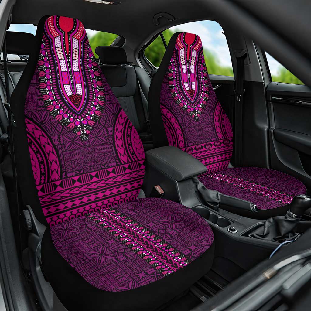 Pink Dashiki and Tapa Pattern Car Seat Cover Africa-Polynesia Together Culture