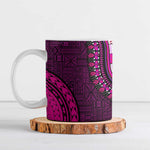 Pink Dashiki and Tapa Pattern Ceramic Mug Africa-Polynesia Together Culture