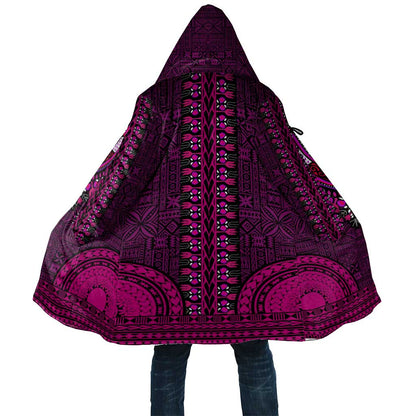 Pink Dashiki and Tapa Pattern Cloak Africa-Polynesia Together Culture