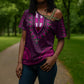 Pink Dashiki and Tapa Pattern Cross Shoulder Shirt Africa-Polynesia Together Culture
