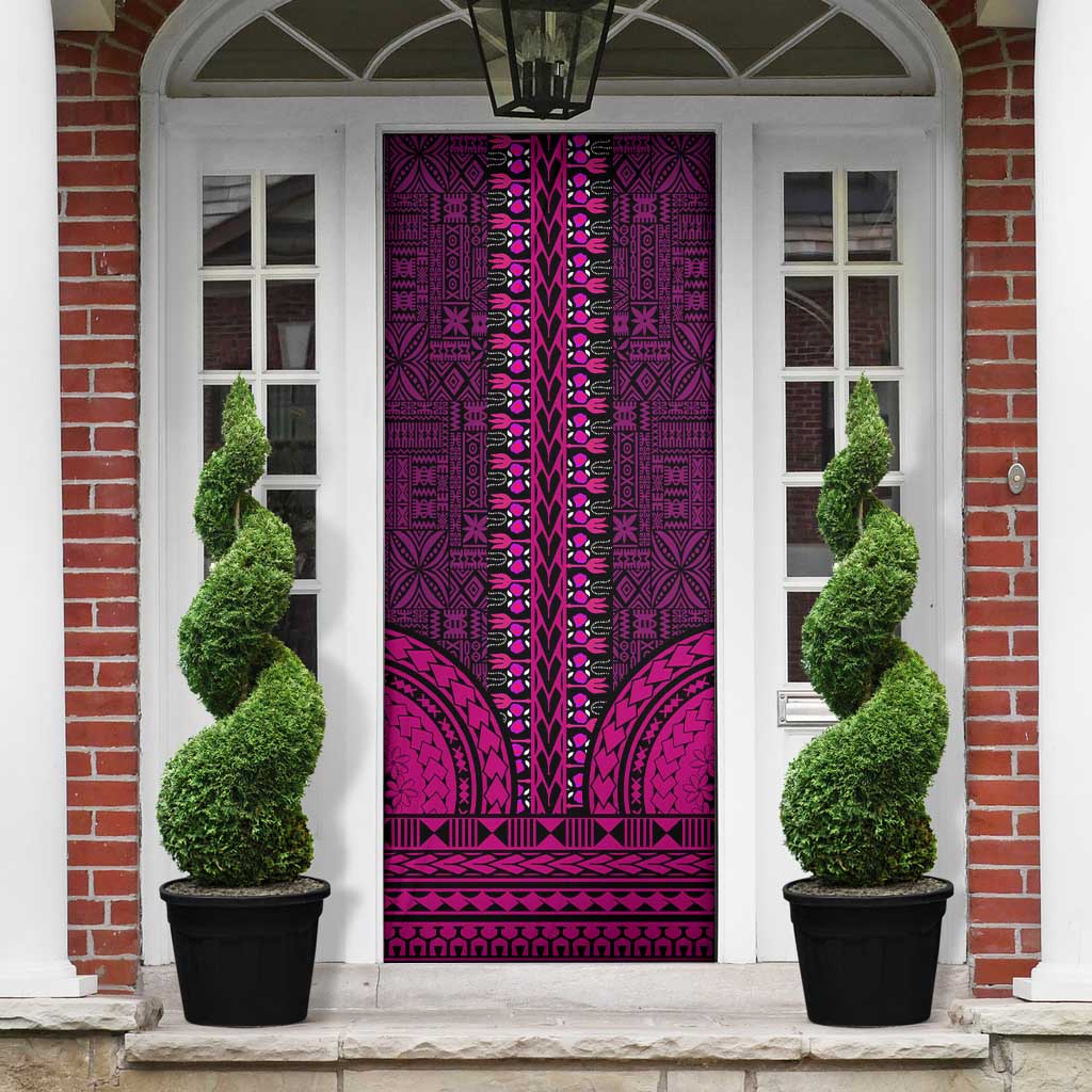 Pink Dashiki and Tapa Pattern Door Cover Africa-Polynesia Together Culture