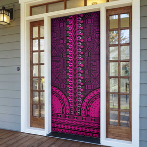 Pink Dashiki and Tapa Pattern Door Cover Africa-Polynesia Together Culture