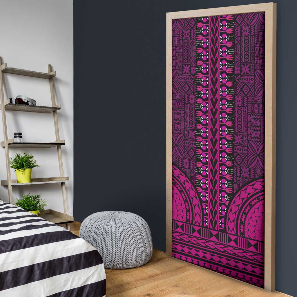 Pink Dashiki and Tapa Pattern Door Cover Africa-Polynesia Together Culture