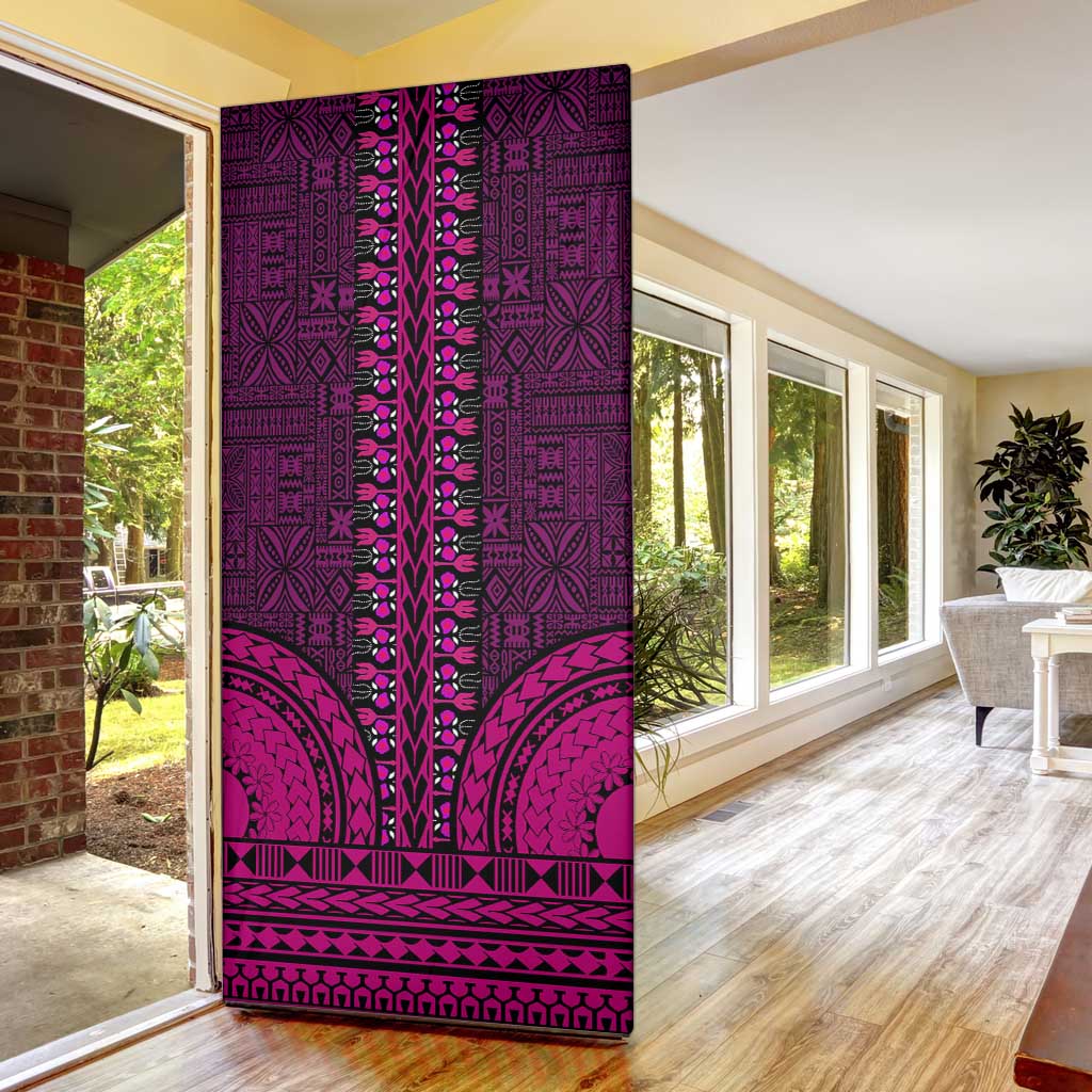 Pink Dashiki and Tapa Pattern Door Cover Africa-Polynesia Together Culture