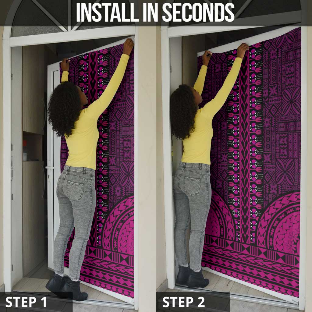 Pink Dashiki and Tapa Pattern Door Cover Africa-Polynesia Together Culture