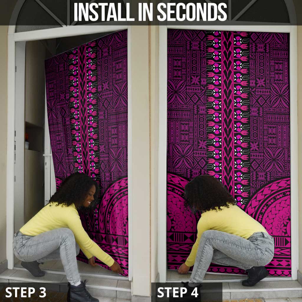 Pink Dashiki and Tapa Pattern Door Cover Africa-Polynesia Together Culture
