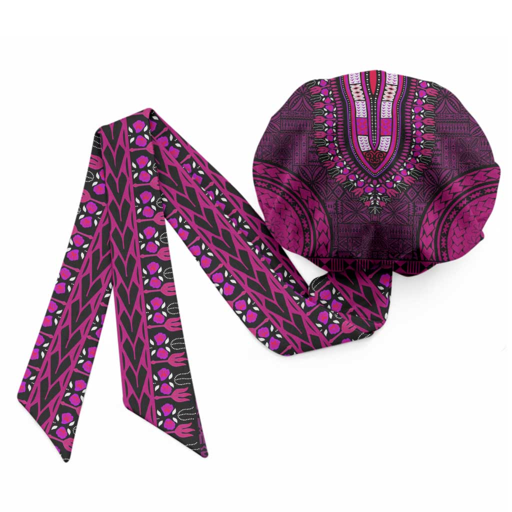 Pink Dashiki and Tapa Pattern Easy Headwrap Africa and Polynesia Together Culture