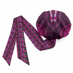 Pink Dashiki and Tapa Pattern Easy Headwrap Africa and Polynesia Together Culture