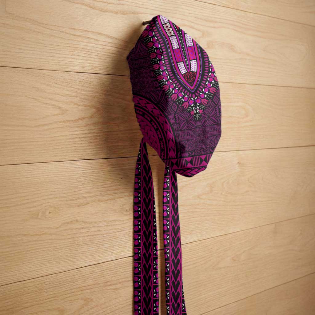 Pink Dashiki and Tapa Pattern Easy Headwrap Africa and Polynesia Together Culture