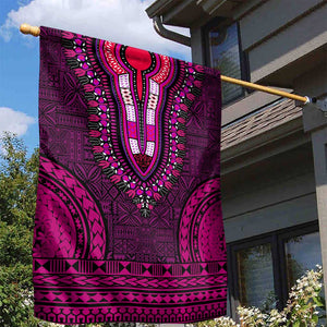 Pink Dashiki and Tapa Pattern Garden Flag Africa-Polynesia Together Culture