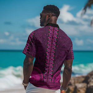 Pink Dashiki and Tapa Pattern Hawaiian Shirt Africa-Polynesia Together Culture