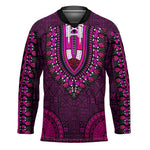 Pink Dashiki and Tapa Pattern Hockey Jersey Africa-Polynesia Together Culture
