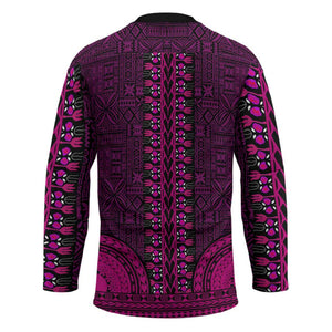 Pink Dashiki and Tapa Pattern Hockey Jersey Africa-Polynesia Together Culture