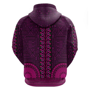 Pink Dashiki and Tapa Pattern Hoodie Africa-Polynesia Together Culture