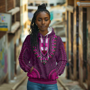 Pink Dashiki and Tapa Pattern Hoodie Africa-Polynesia Together Culture