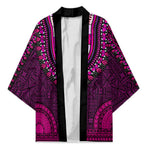 Pink Dashiki and Tapa Pattern Kimono Africa-Polynesia Together Culture