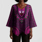 Pink Dashiki and Tapa Pattern Kimono Sleeve Blouse Africa-Polynesia Together Culture
