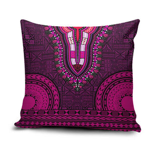Pink Dashiki and Tapa Pattern Pillow Cover Africa-Polynesia Together Culture