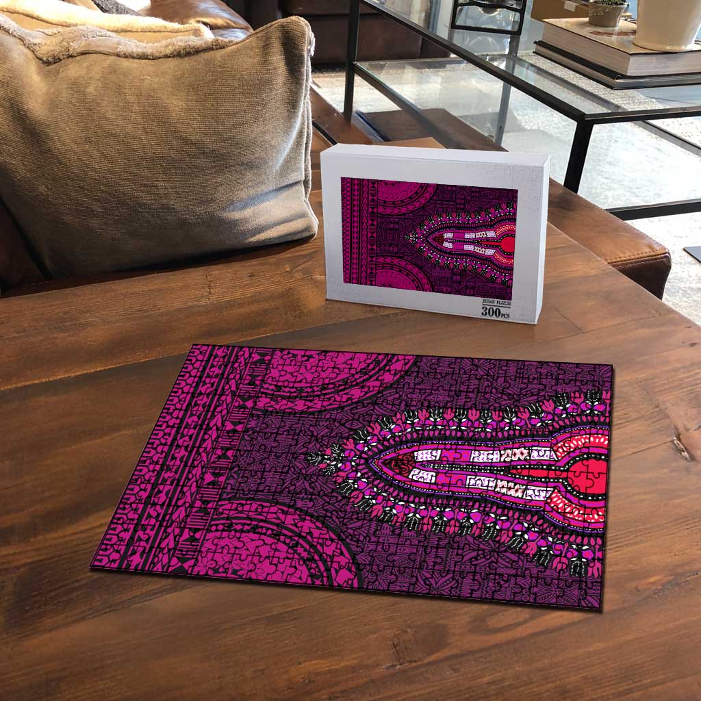 Pink Dashiki and Tapa Pattern Puzzle Africa-Polynesia Together Culture
