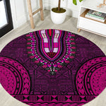 Pink Dashiki and Tapa Pattern Round Carpet Africa-Polynesia Together Culture
