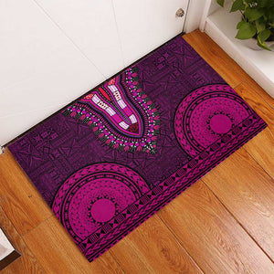 Pink Dashiki and Tapa Pattern Rubber Doormat Africa-Polynesia Together Culture