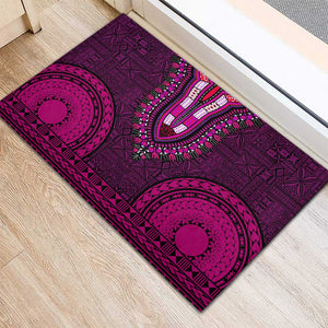 Pink Dashiki and Tapa Pattern Rubber Doormat Africa-Polynesia Together Culture