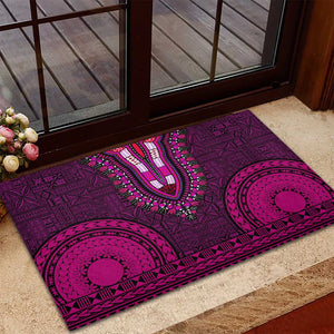 Pink Dashiki and Tapa Pattern Rubber Doormat Africa-Polynesia Together Culture