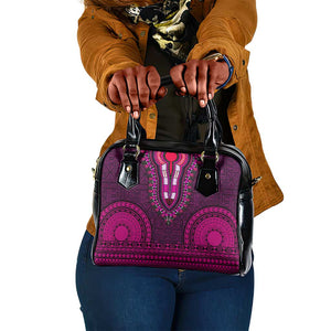 Pink Dashiki and Tapa Pattern Shoulder Handbag Africa-Polynesia Together Culture