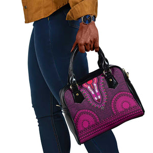 Pink Dashiki and Tapa Pattern Shoulder Handbag Africa-Polynesia Together Culture