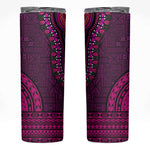 Pink Dashiki and Tapa Pattern Skinny Tumbler Africa-Polynesia Together Culture
