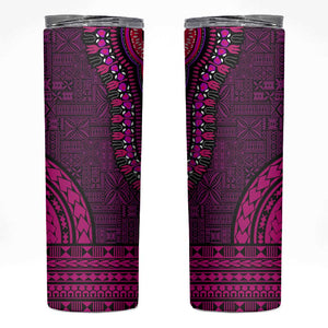 Pink Dashiki and Tapa Pattern Skinny Tumbler Africa-Polynesia Together Culture